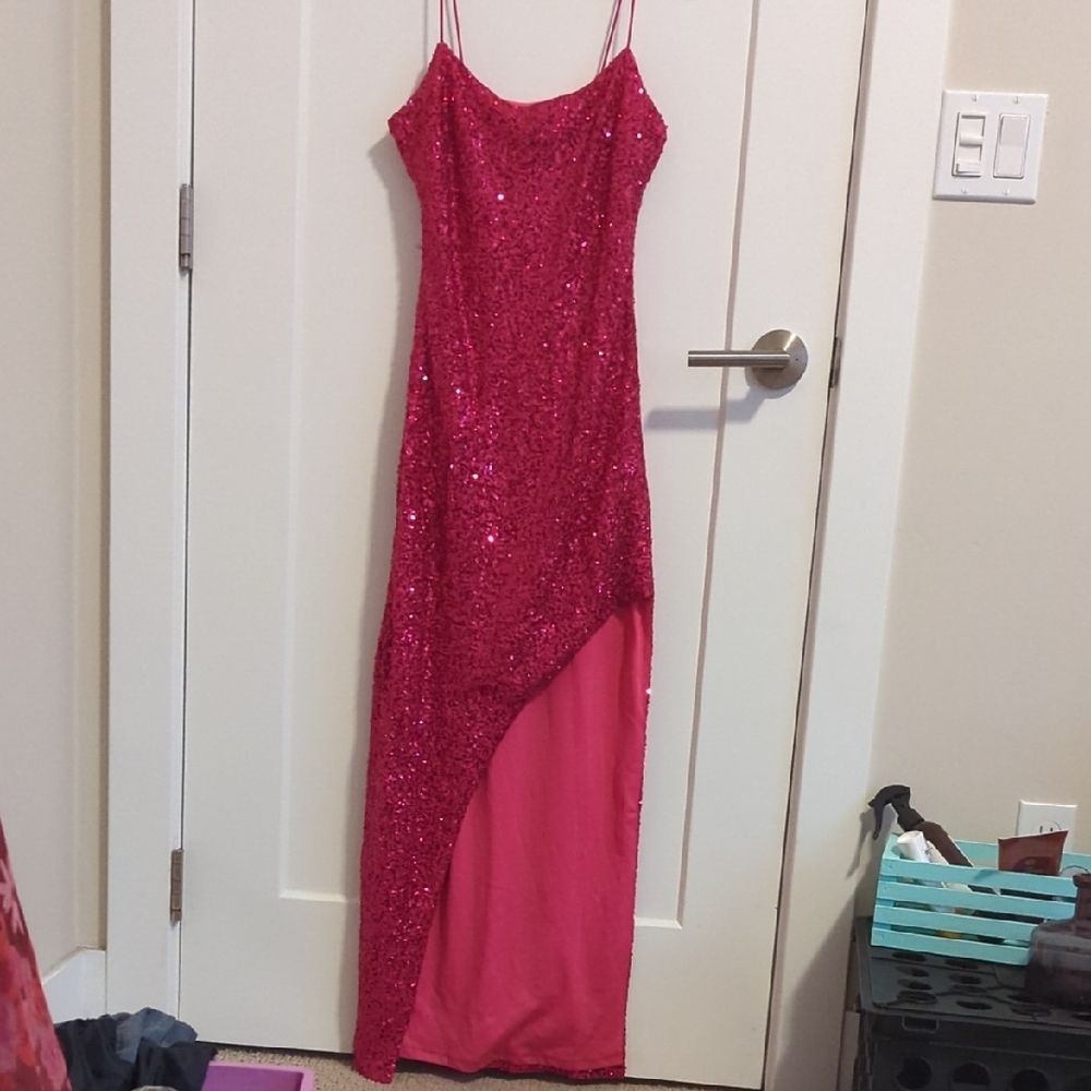 Elegant Pink Sequin Gown